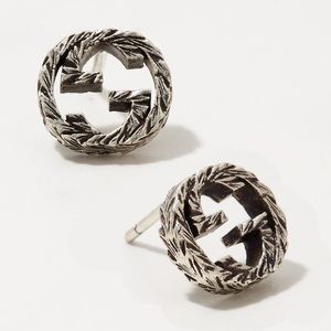 Gucci Interlocking GG Stud Earrings 925 Sterling Silver